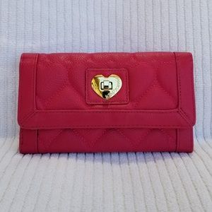 Betsey Johnson Trifold Wallet Pink Fushia EUC